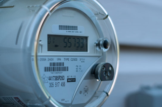 Close-up image of a digital smart meter
